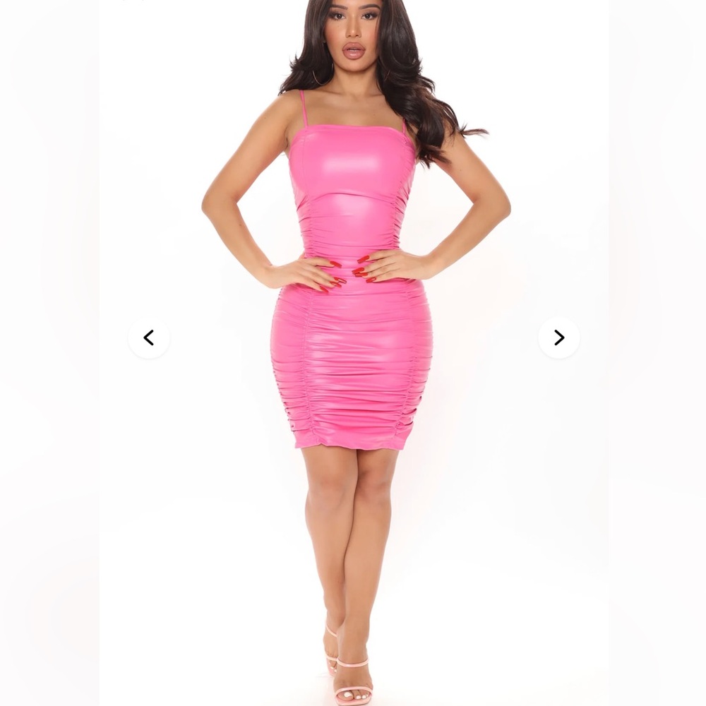 Fashion Nova Dangerous Girl Faux Leather Mini Dress - Hot Pink